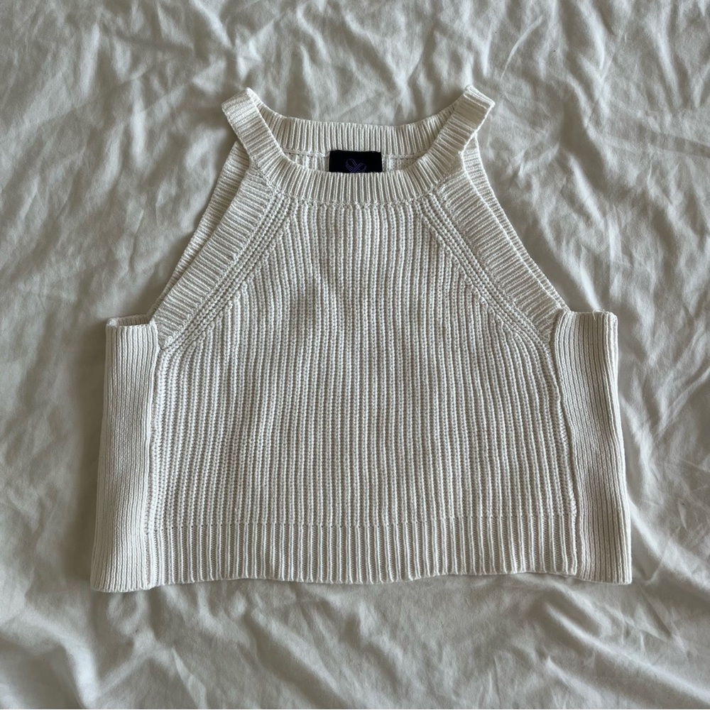 Knitted cropped tank top vest - Picture 1 of 6